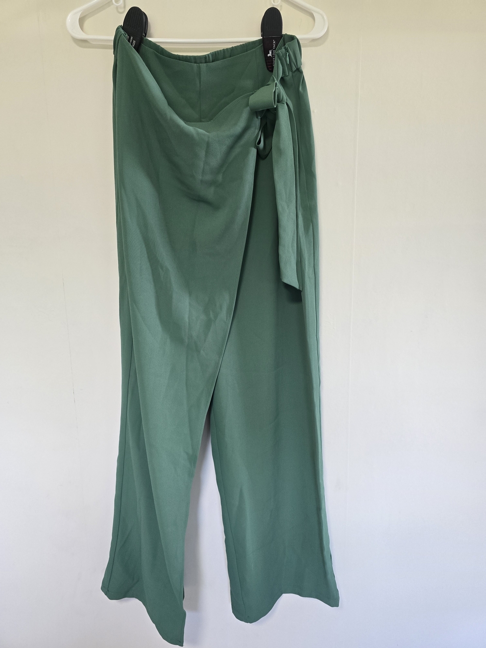 HALARA Sage Green Wrap-Front Wide Leg Pants with Side Tie - Picture 2 of 8